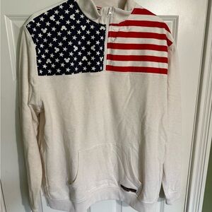 Disney Parks Cream American Flag Quarter Zip Sweatshirt